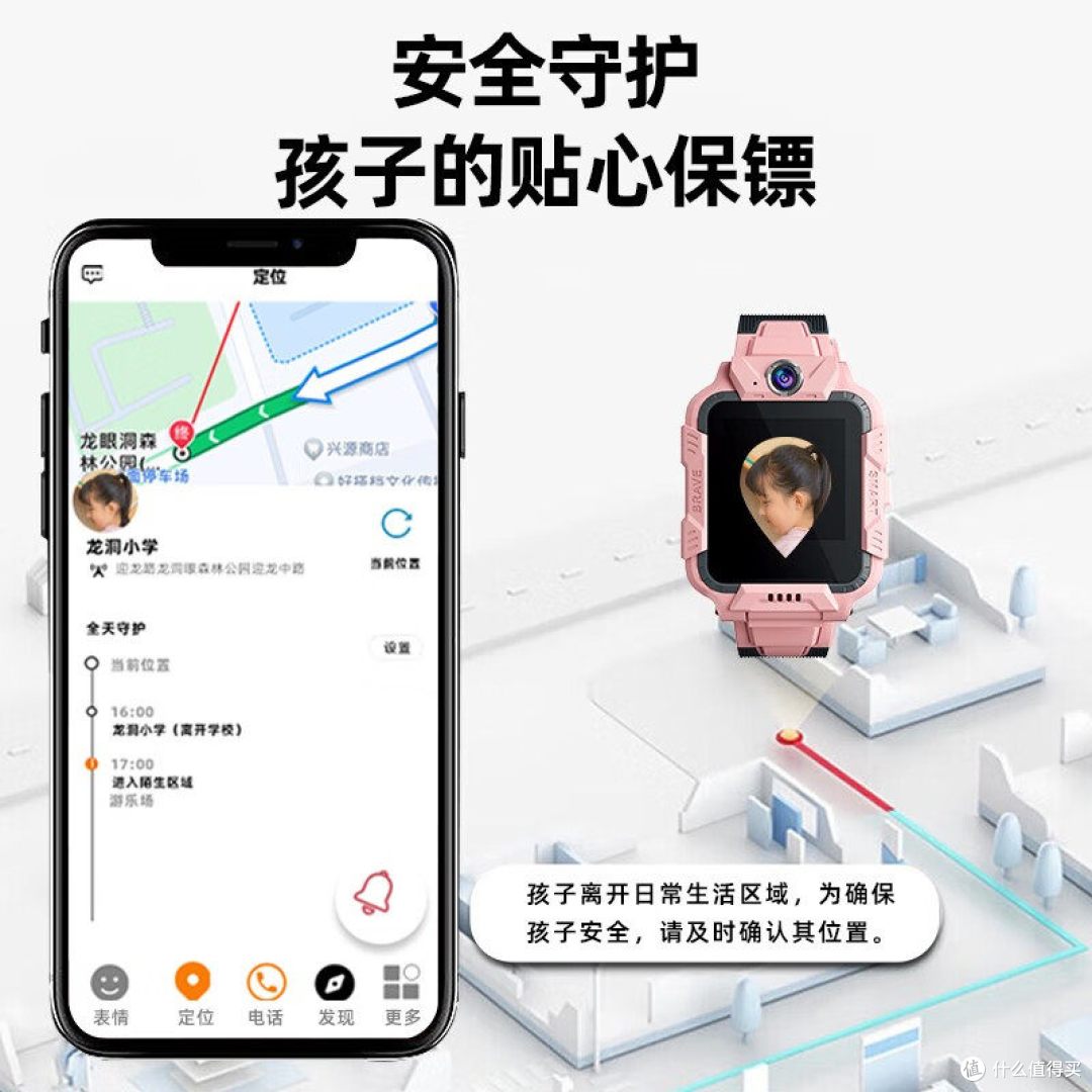 Z6翻盖旋转双摄儿童电话手表|5G全网通可插卡,视频通话定位防水