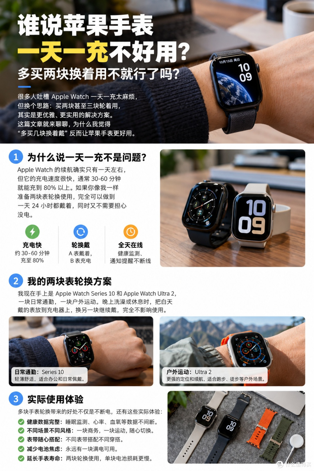 Apple Watch 一天一充续航差？多买两块轮值倒班不就行了？！