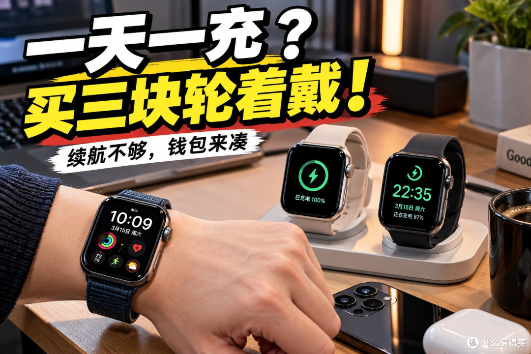 Apple Watch 一天一充续航差？多买两块轮值倒班不就行了？！