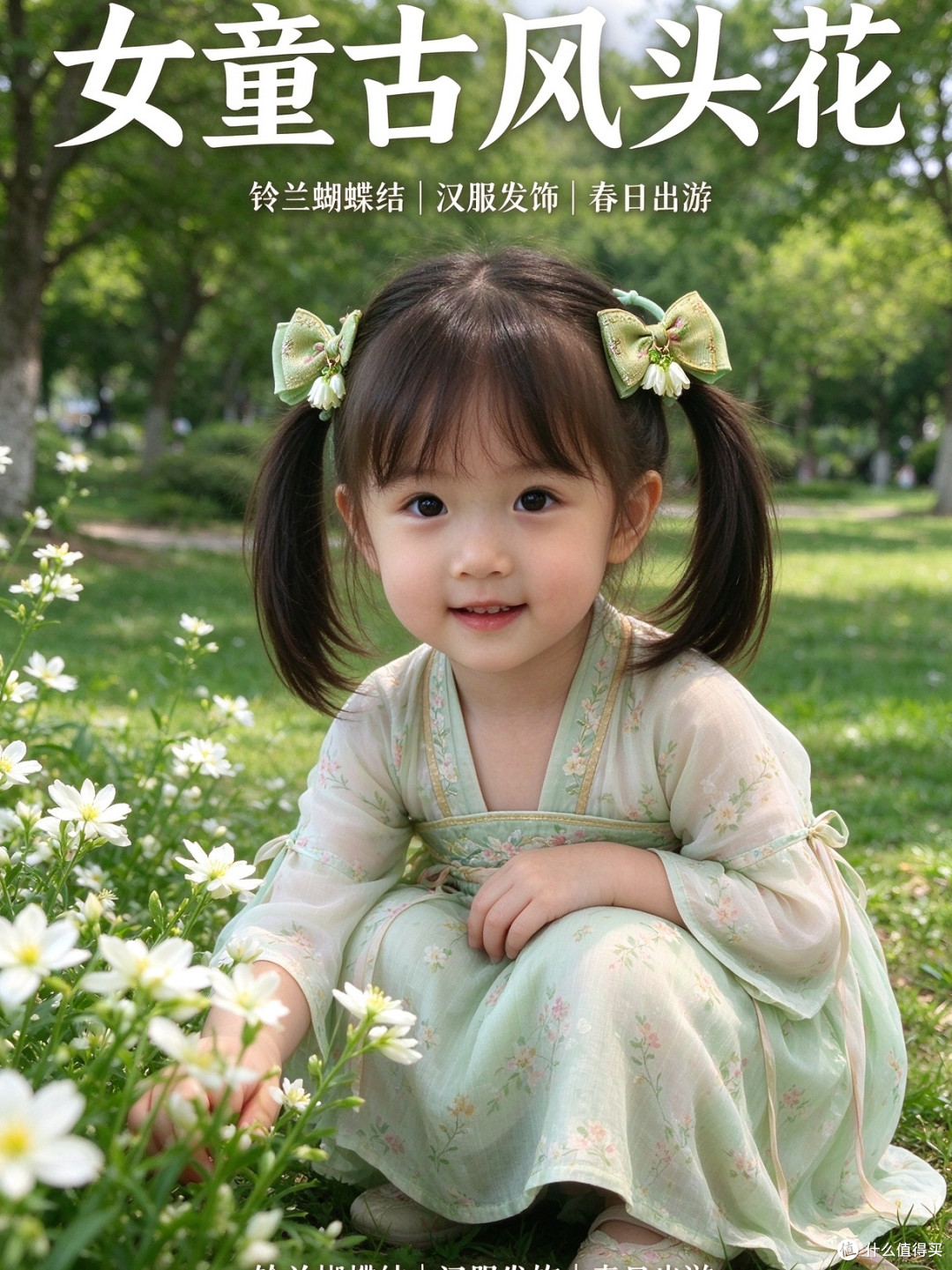 绿色铃兰配汉服,比大红大粉更“清冷”一档