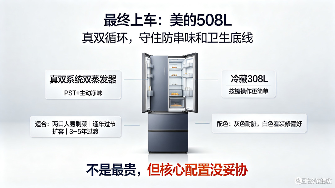 冰箱选购｜长辈家用选购心路分享，从海尔云溪503→小红花→美的508